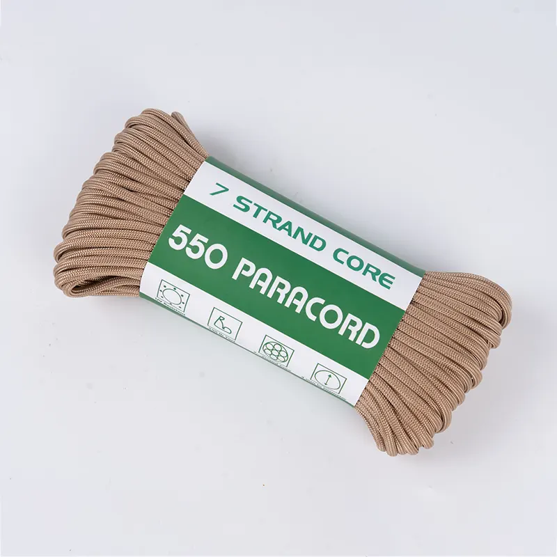 Paracorde en polyester 550 marron clair solide à 7 brins de 4 mm