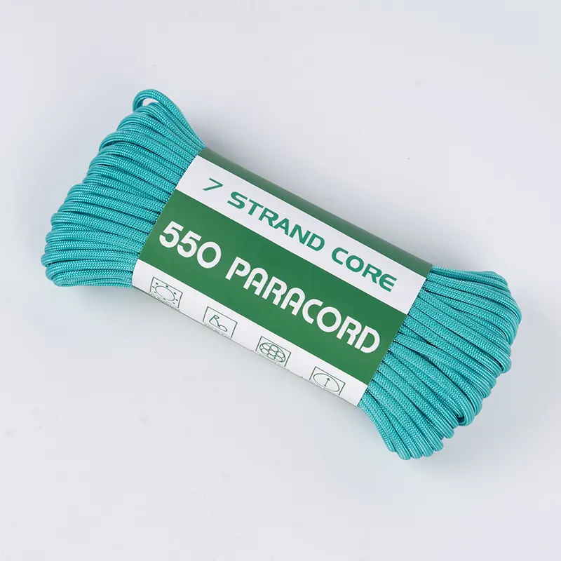 Paracorde en polyester 550 cyan massif à 7 brins de 4 mm