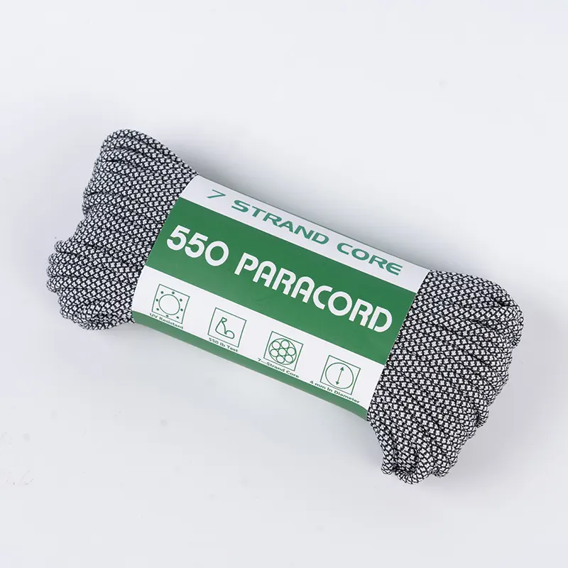 Paracorde en polyester 550 diamant blanc à 7 brins de 4 mm Paracorde en polyester 550 diamant blanc à 7 brins de 4 mm